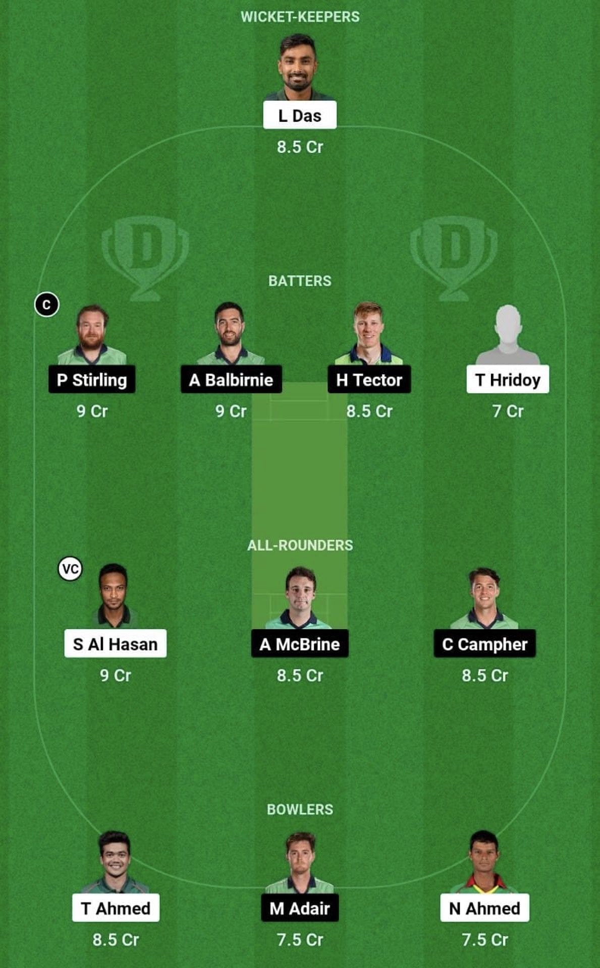 Top captain picks for ban vs ire dream11 prediction today key choices